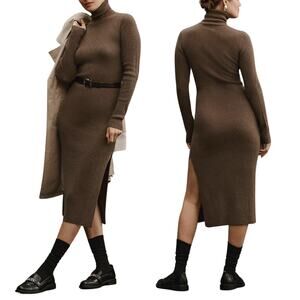Like New - Reformation Brown Long Sleeve Sweater Dress